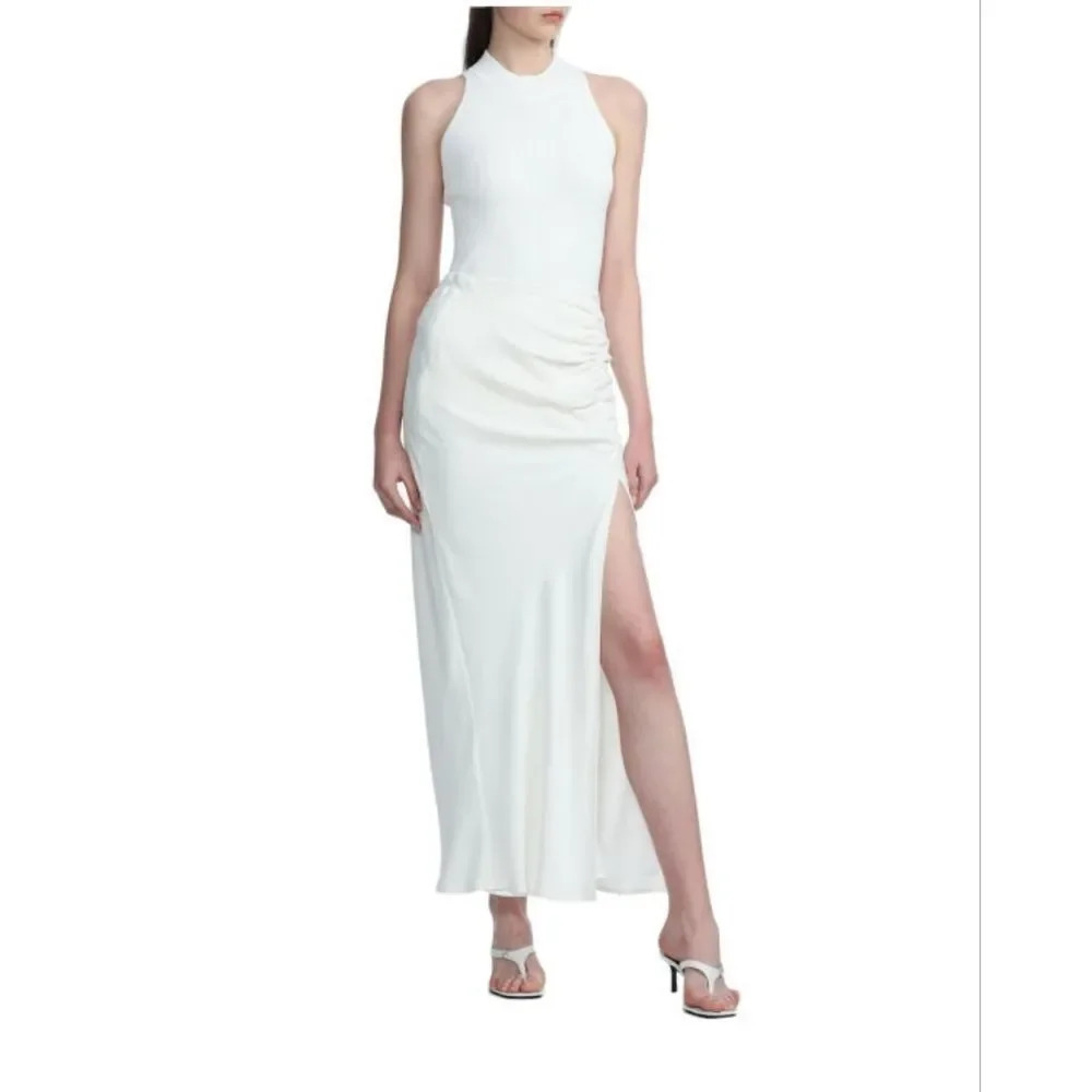 IRO Paris Hagat Shirred White Maxi Skirt with Slit Size 38 6